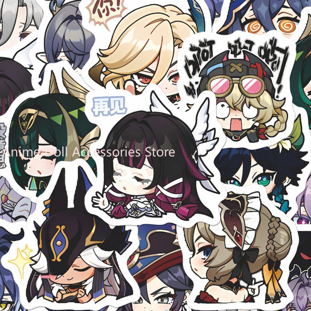 Wall Sticker - 64 個原神インパクトムーンメイデンアニメステッカー漫画落書きデカールヘルメットスケートボードラップトップオートバイステッカー装飾