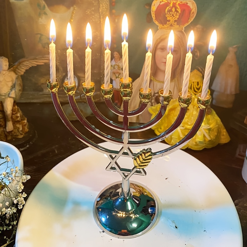 ハヌカ・メノラ9枝燭台 ダビデの星 メタル製チャヌカ燭台 ホ - Candle Holder Decor のレビューと価格