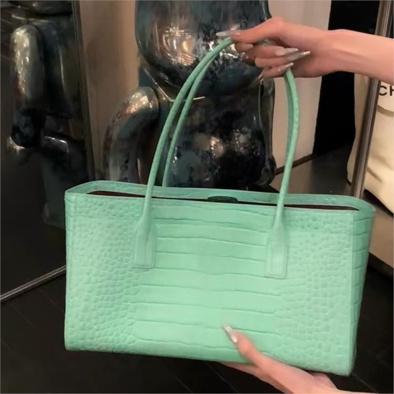 ヴィンテージグリーントートバッグ女性フェイククロコダイルレザ - Interior Design High End のレビューと価格