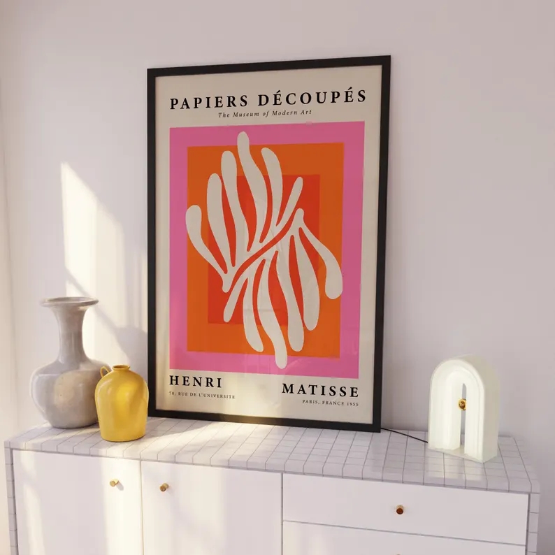 3 個モダンオレンジバウハウスとピカソの壁アートプリントキャ - Interior Design Living Room のレビューと価格