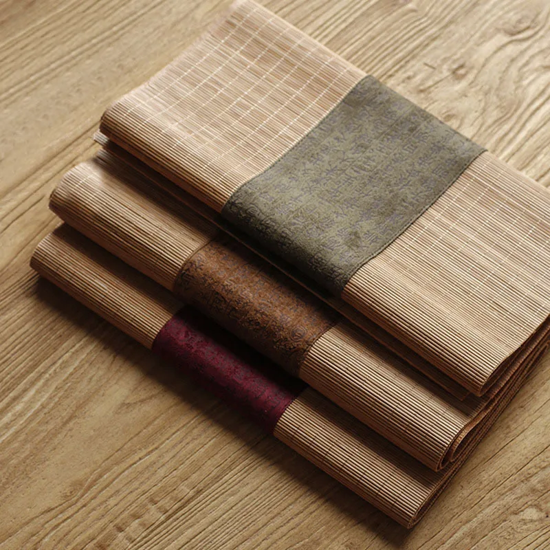 布製の竹製茶マット、リネン製の禅風テーブルランナー、日本の茶 - Table Runner のレビューと価格