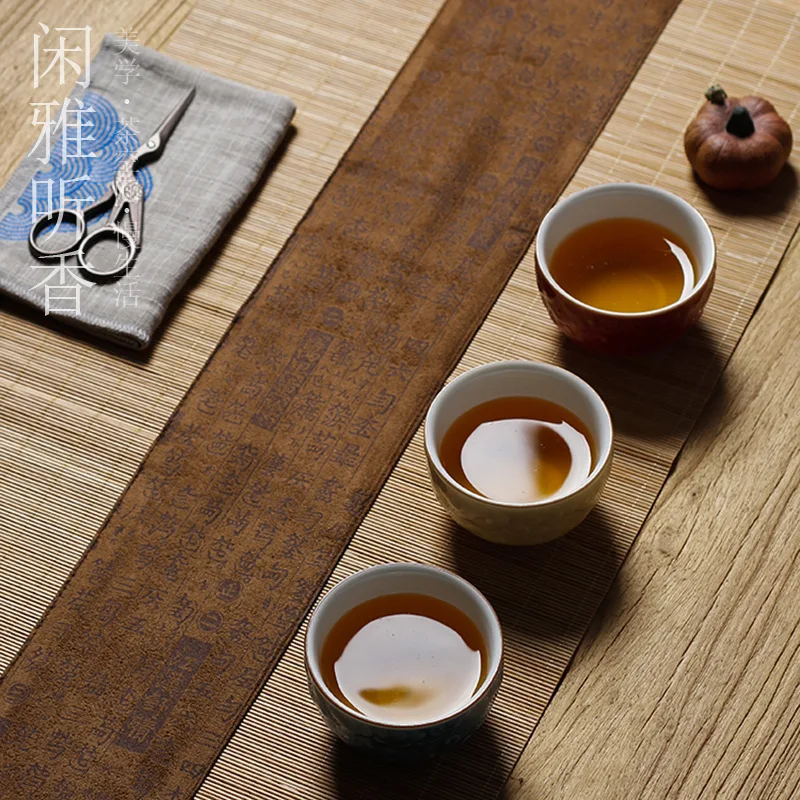 布製の竹製茶マット、リネン製の禅風テーブルランナー、日本の茶 - Table Runner のレビューと価格