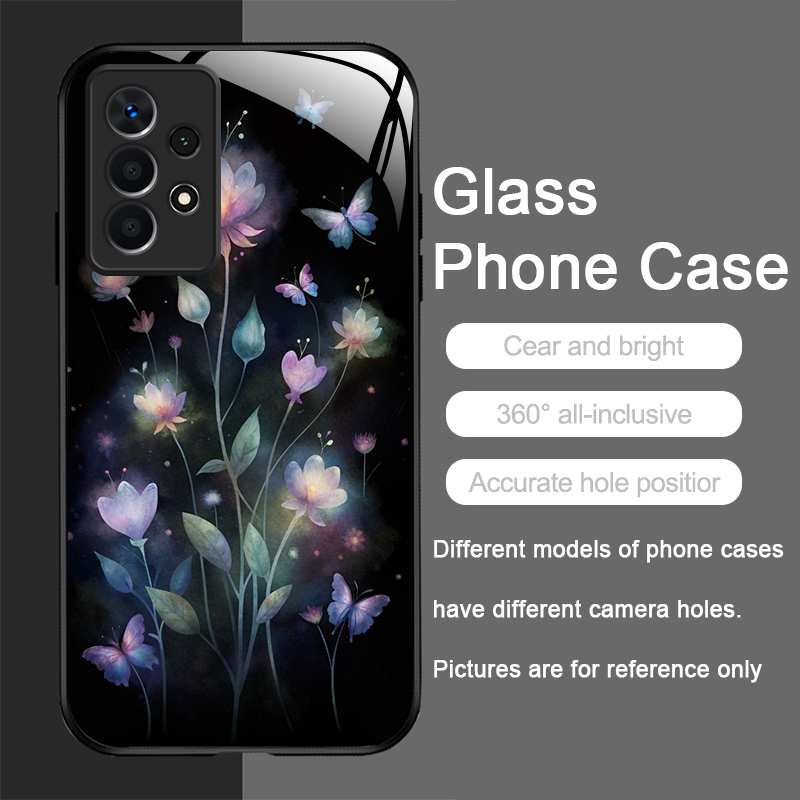 ヴィンテージ風花柄蝶々フラワーデザイン強化ガラス製スマホケー - Vase Decor のレビューと価格