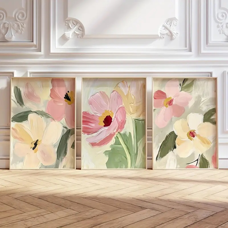 3 ピース/セットパステル花キャンバスポスターニュートラルト - Abstract Canvas Set のレビューと価格