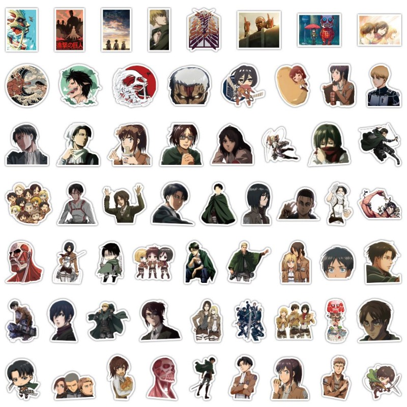 60枚入り 進撃の巨人 アニメステッカー かわいい 防水デカ - Wall Sticker のレビューと価格