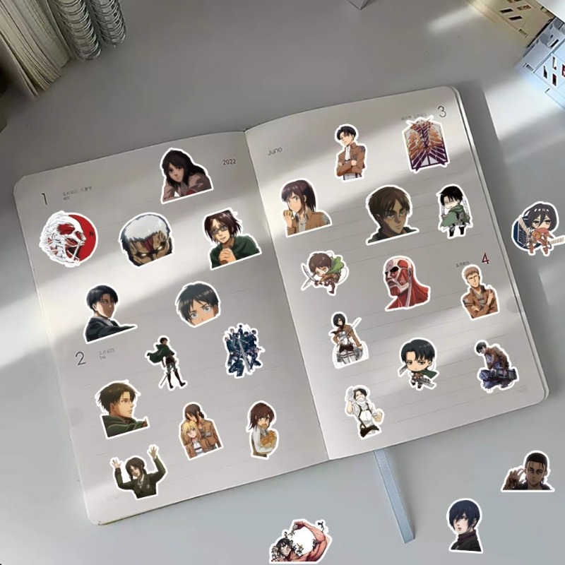 60枚入り 進撃の巨人 アニメステッカー かわいい 防水デカ - Wall Sticker のレビューと価格