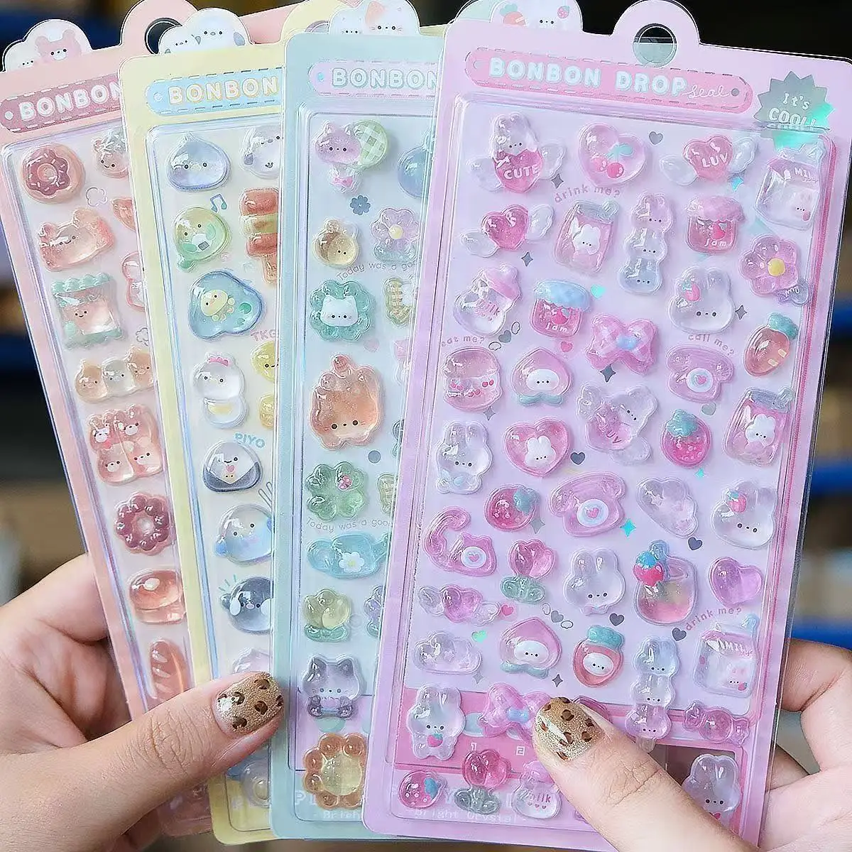 =-=2027かわいい3Dゼリーレジンステッカーかわいい漫画 - Wall Sticker のレビューと価格