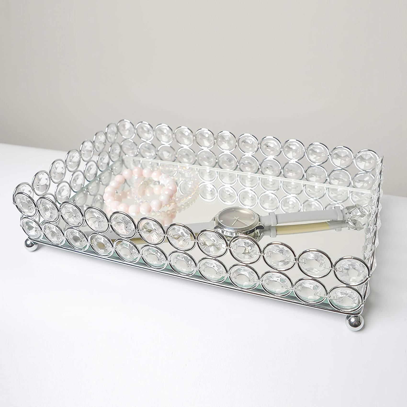 ABSS製、クリスタル装飾の長方形コスメトレイ。ジュエリーや - Decorative Mirror のレビューと価格