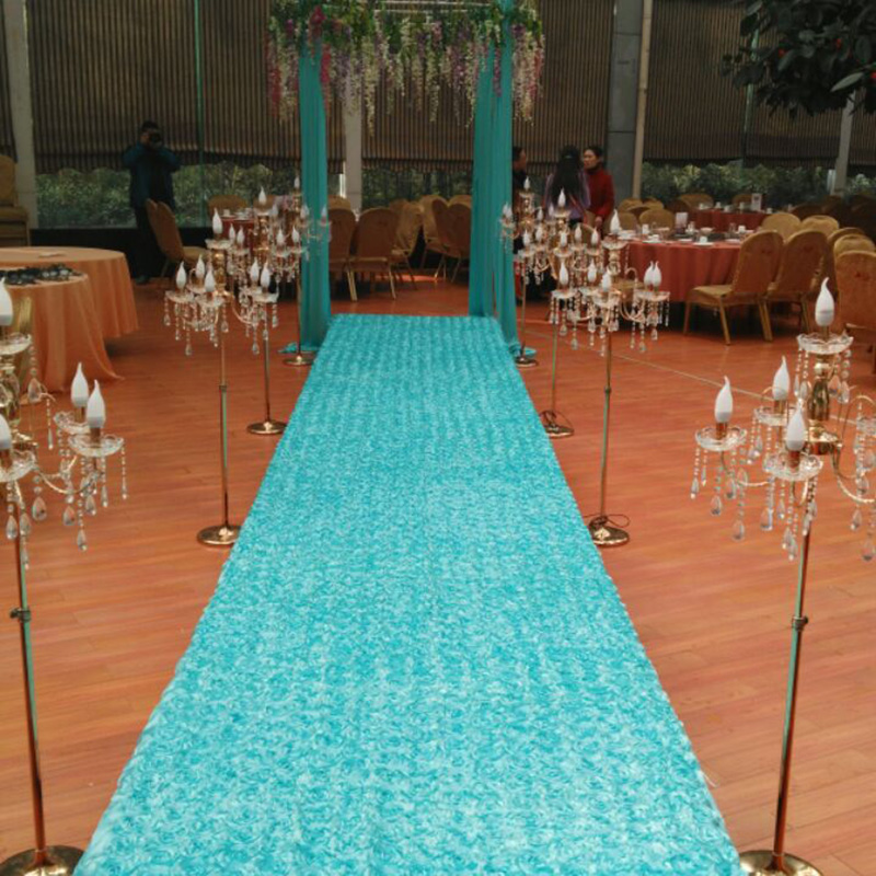 10ヤードサテン生地3Dローズフラワーアイルランナーレッド結 - Table Runner のレビューと価格