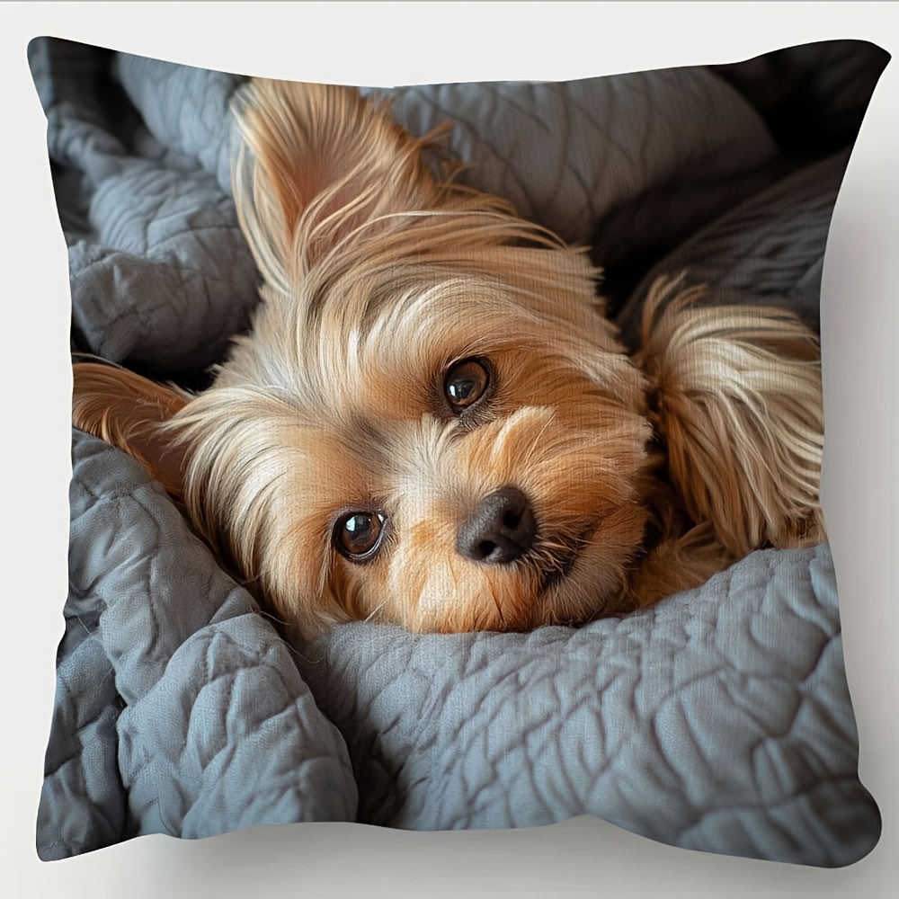 カスタマイズ可能なヨークシャー・テリア柄のスローピローカバー - Throw Pillow のレビューと価格