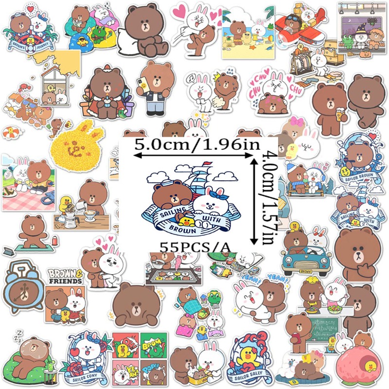 LINE FRIENDS ブラウン・コニー・サリー アニメ風 - Wall Sticker のレビューと価格