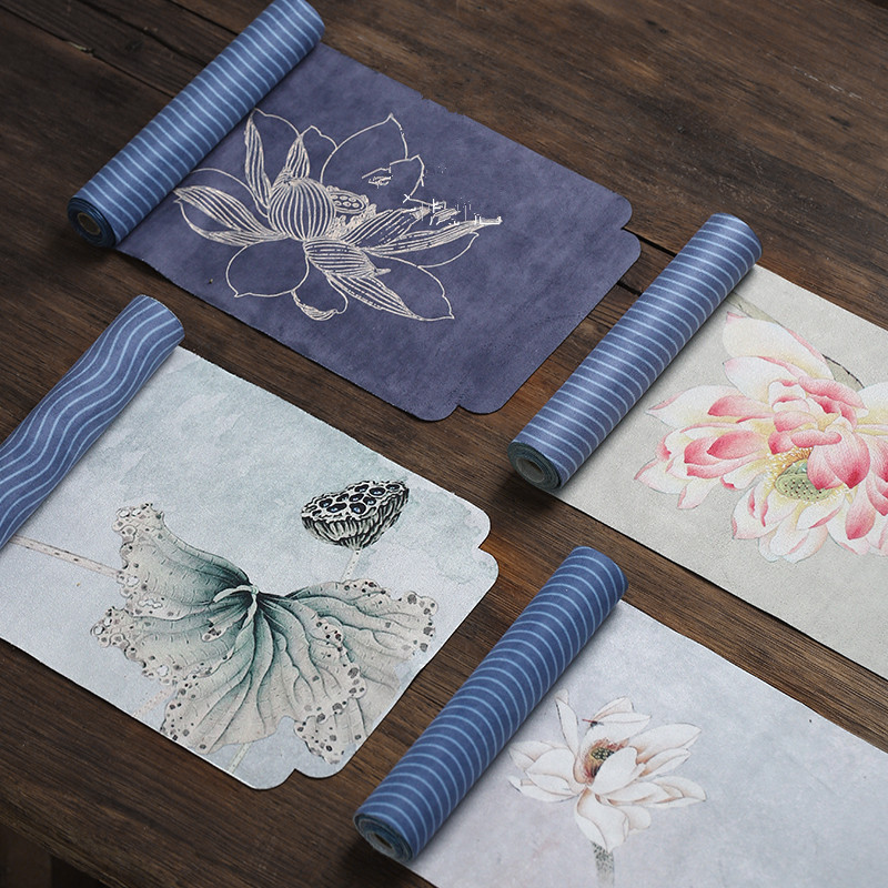 コットンリネン製テーブルランナー、中国風クリアロータス柄スエ - Table Runner のレビューと価格