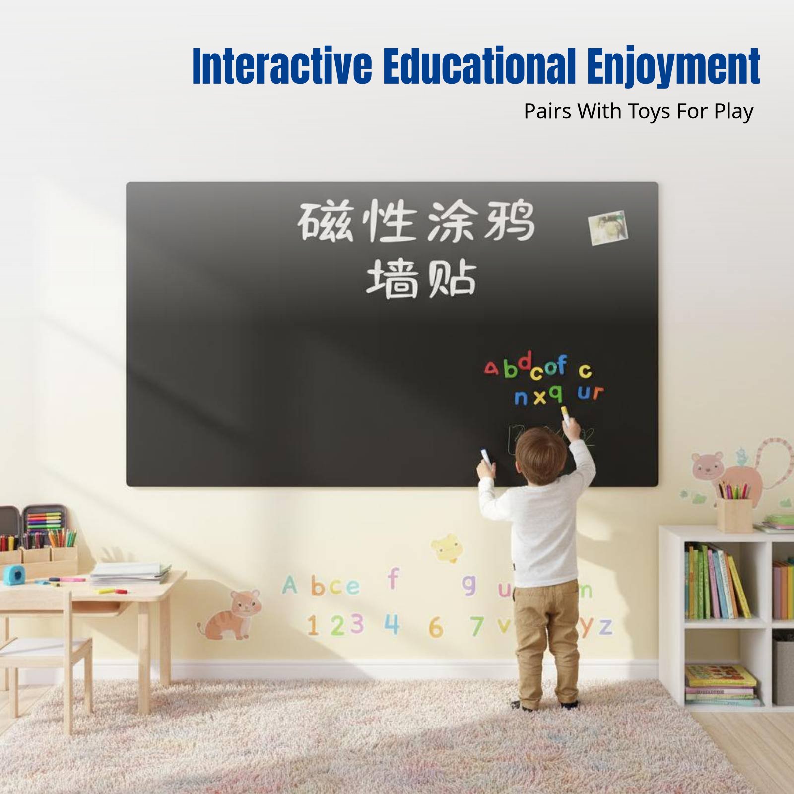 子供用ホワイトボードウォールステッカー、取り外し可能な磁気黒 - Wall Sticker のレビューと価格