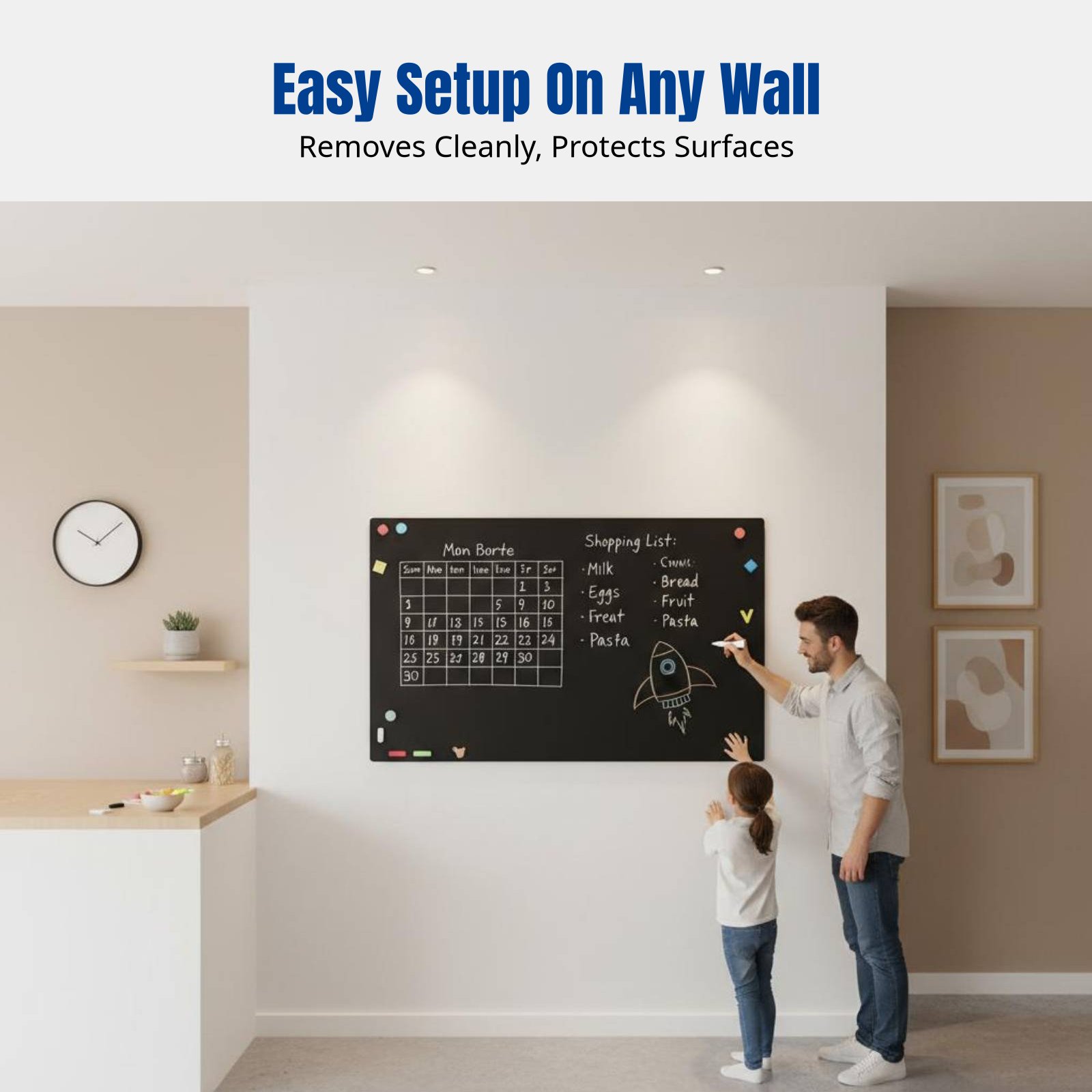 子供用ホワイトボードウォールステッカー、取り外し可能な磁気黒 - Wall Sticker のレビューと価格
